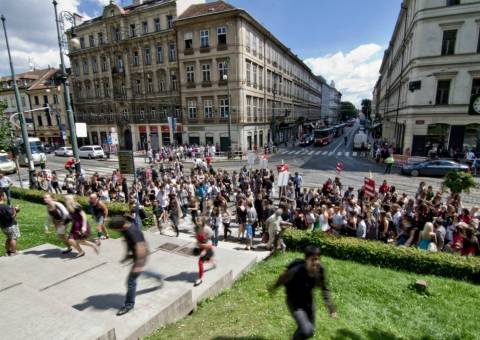 happening u památníku obětem komunismu na pražském Újezdě